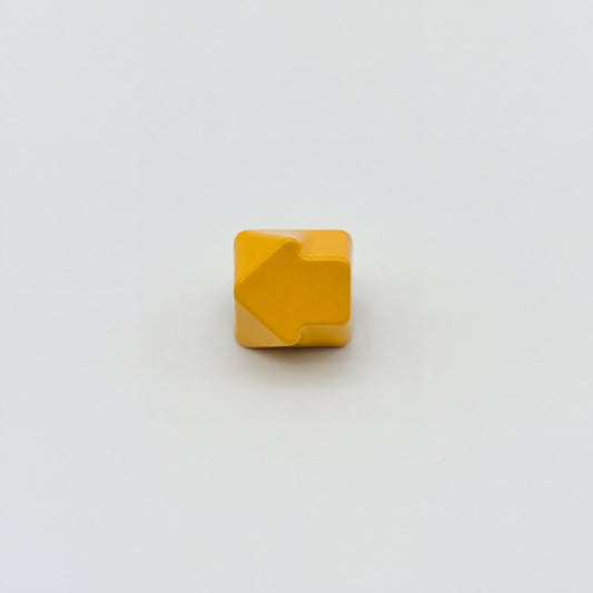 Arrow artisan keycap golden yellow zinc alloy lacquer finish three quarter angle view