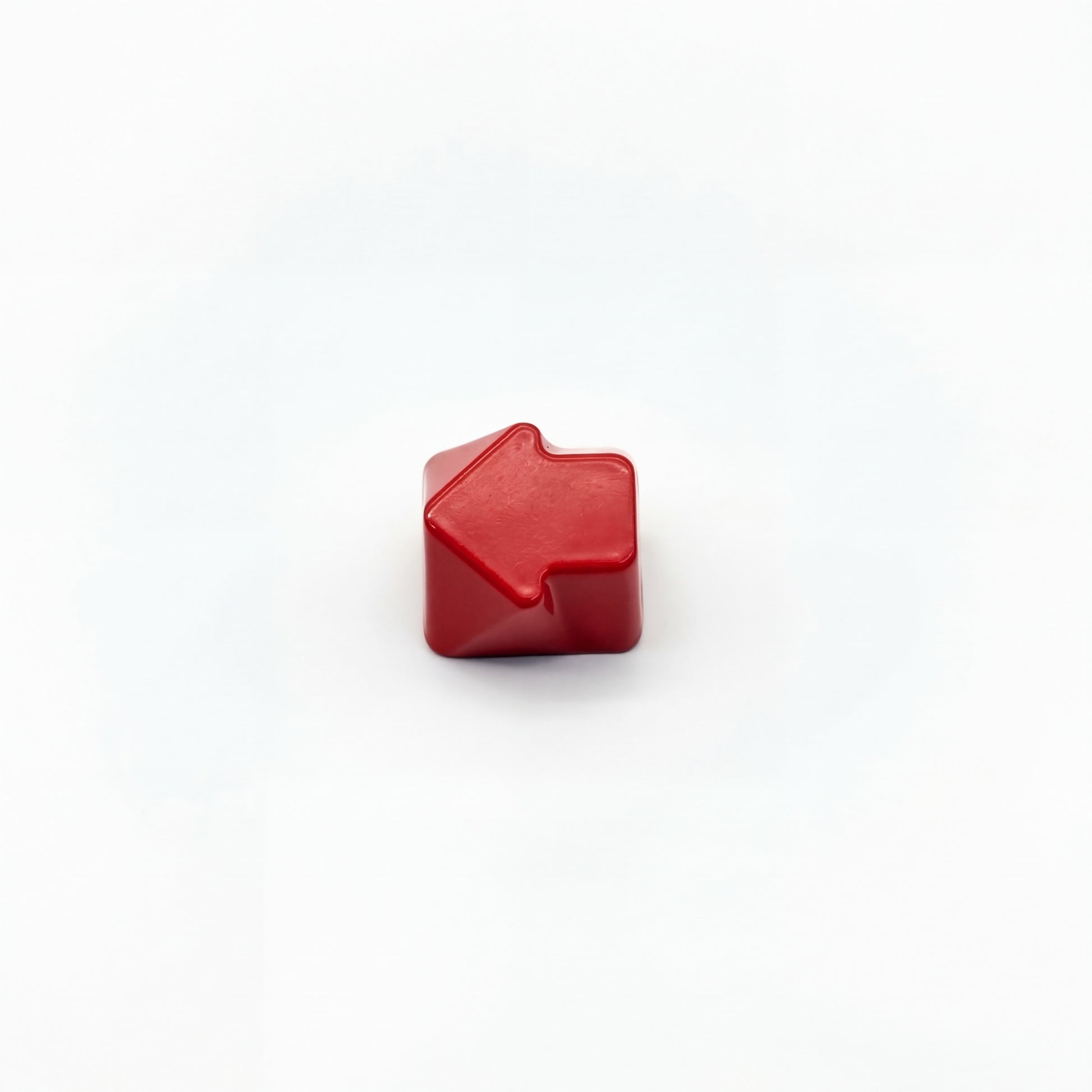 Arrow artisan keycap crimson red zinc alloy lacquer finish three quarter angle view