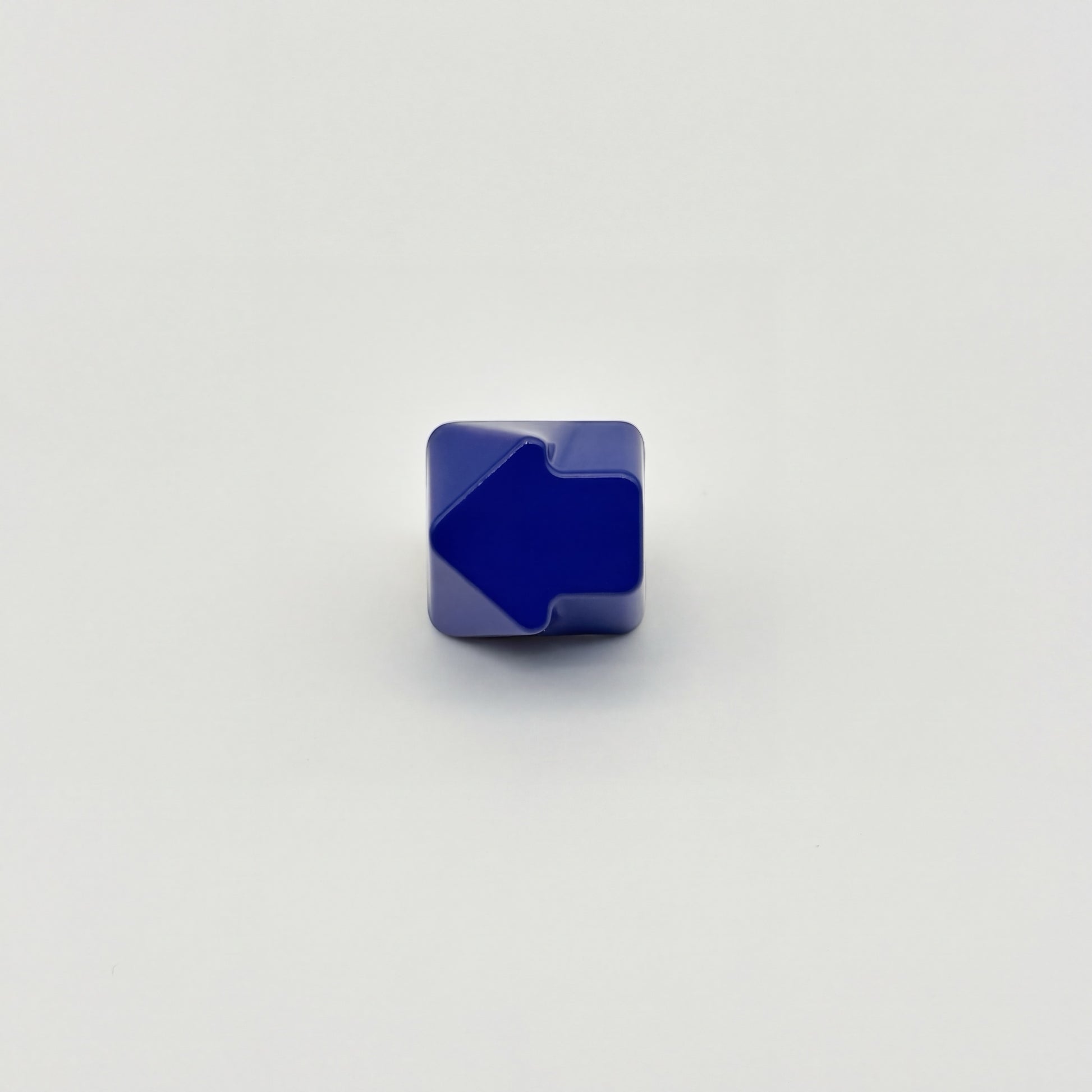 Arrow artisan keycap navy blue zinc alloy lacquer finish three quarter angle view