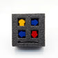 Arrow keycap set 4-pack die-cast zinc alloy golden yellow navy blue crimson red in foam case