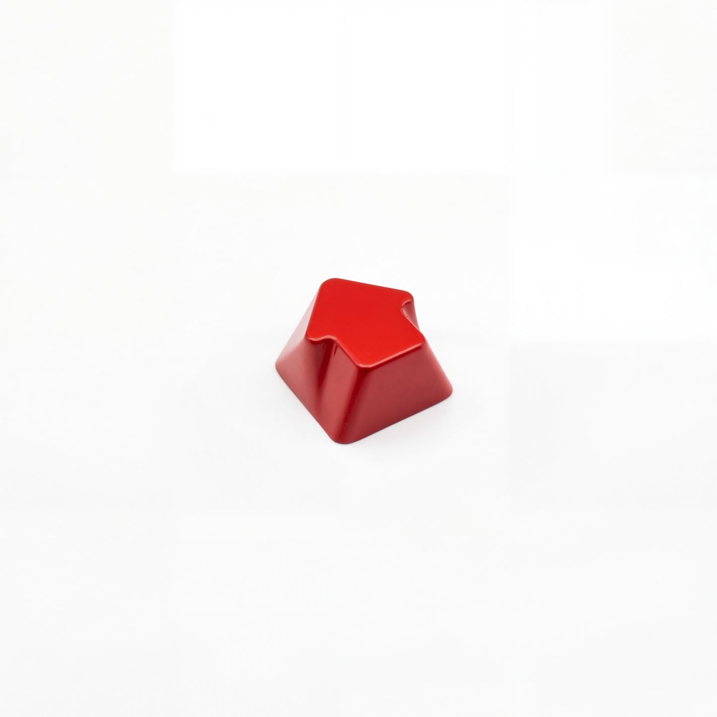 Arrow novelty keycap crimson red side profile showing 3D relief sculpted arrow zinc alloy
