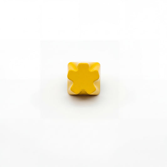Asterisk star artisan keycap yellow zinc alloy high gloss lacquer three quarter angle