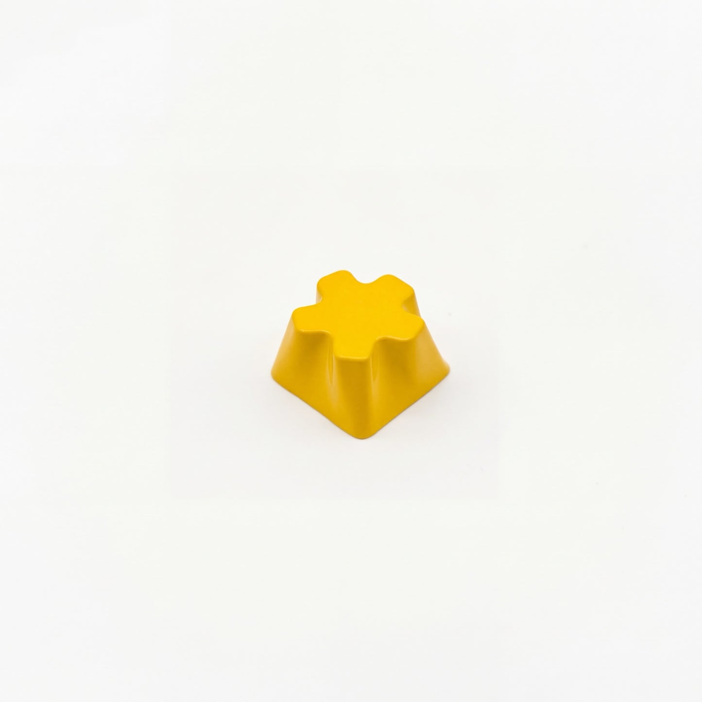 Asterisk novelty keycap yellow side view showing 3D sculpted six lobe relief zinc alloy high gloss