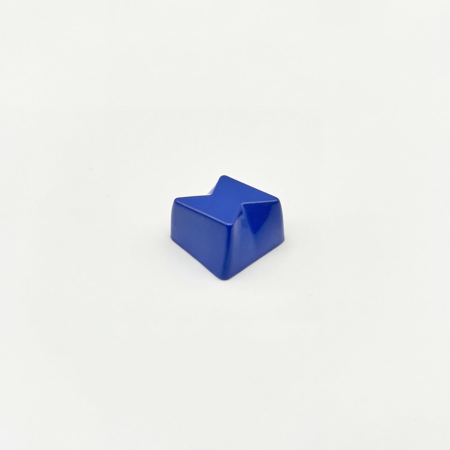 Bold bolt novelty keycap cobalt blue side view showing faceted lightning design zinc alloy painted