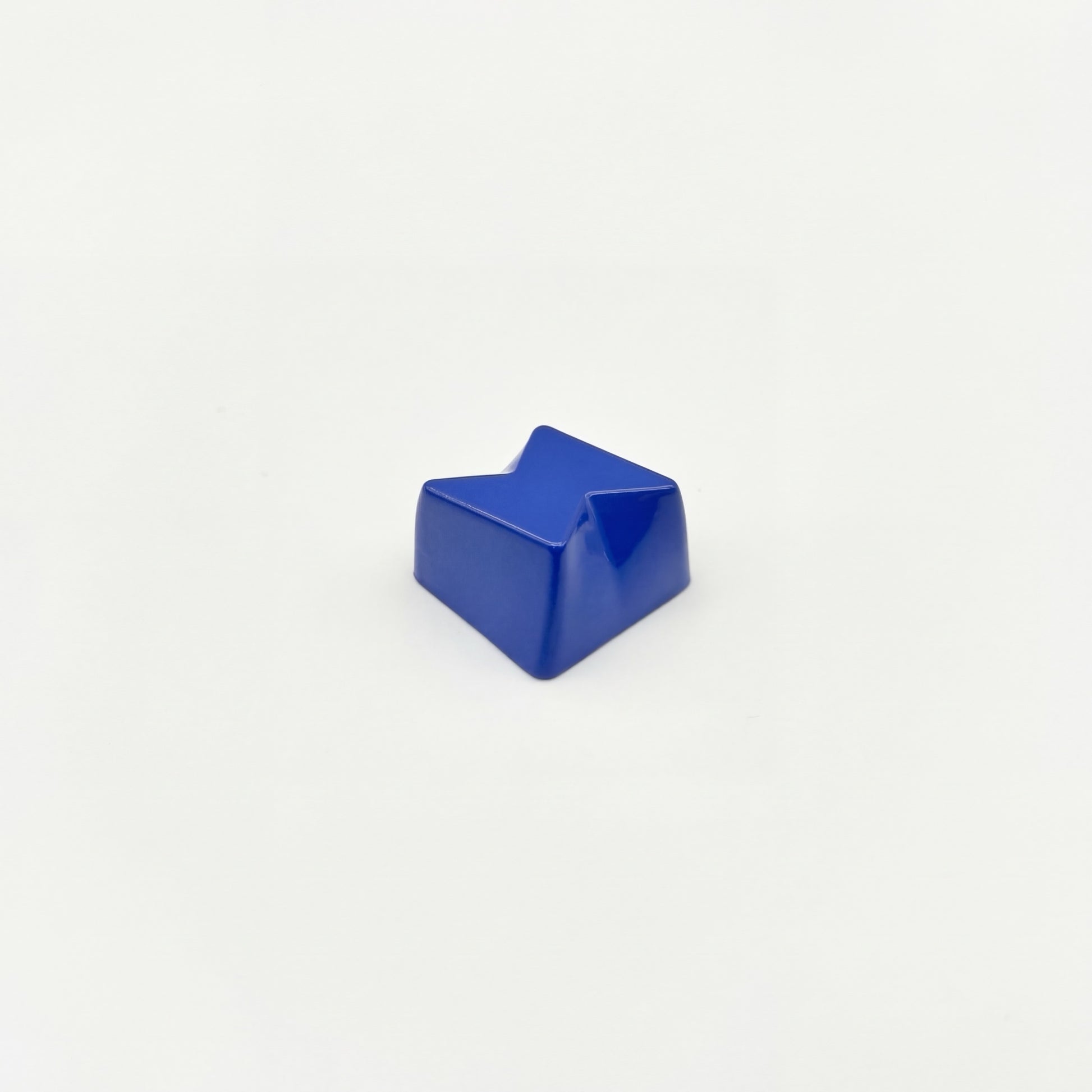 Bold bolt novelty keycap cobalt blue side view showing faceted lightning design zinc alloy painted