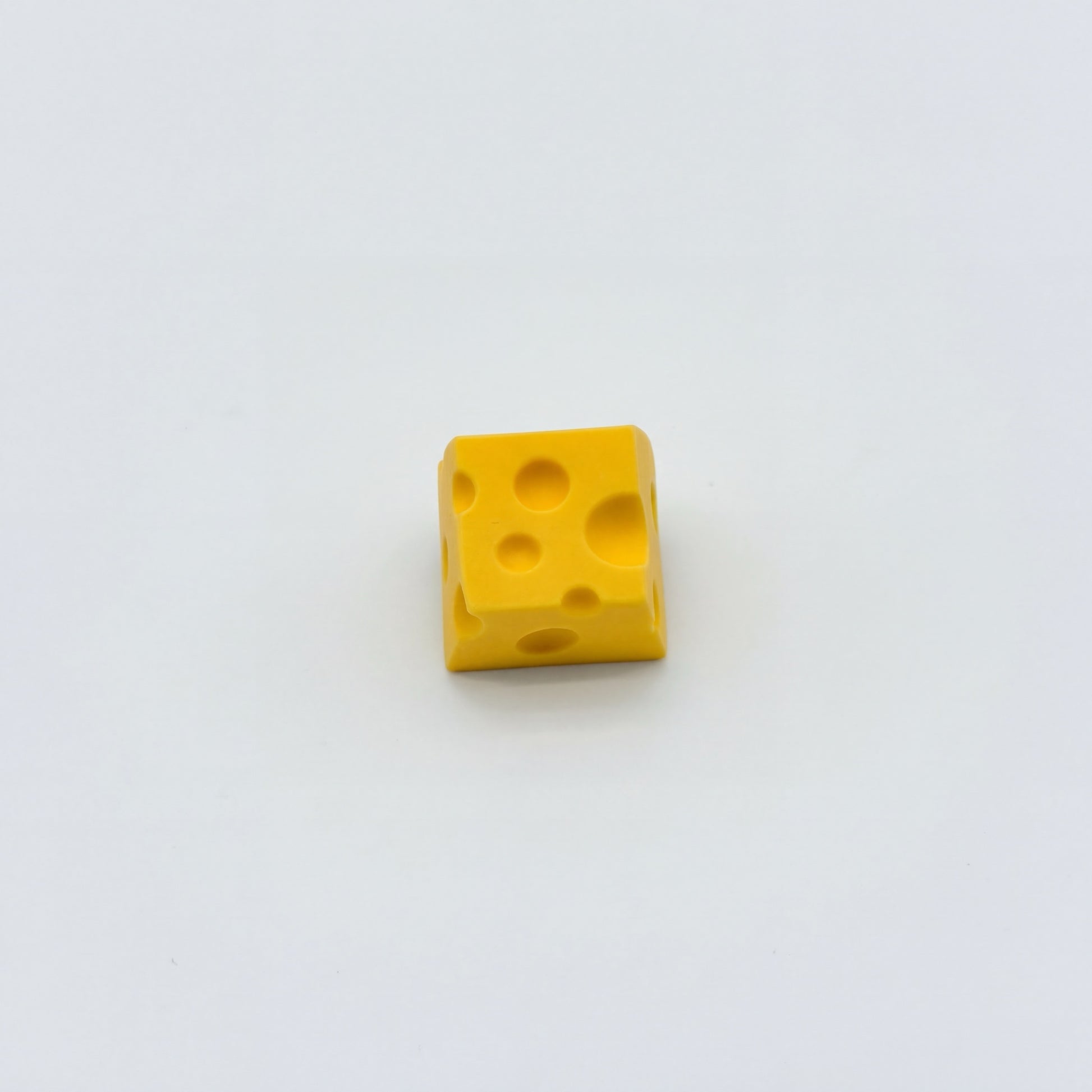 Cute cheese novelty keycap yellow matte finish three quarter angle view