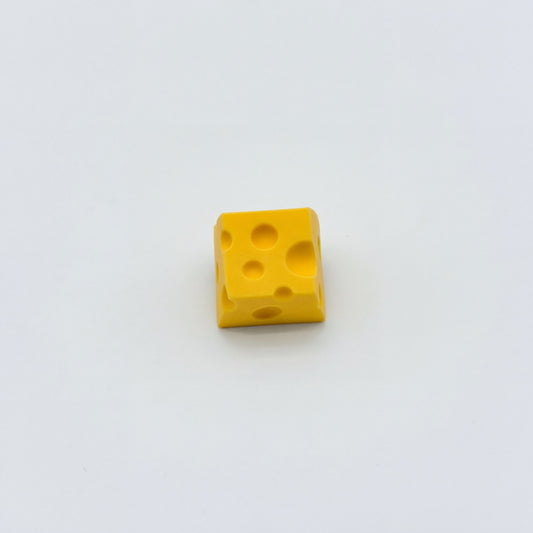 Cute cheese novelty keycap yellow matte finish three quarter angle view