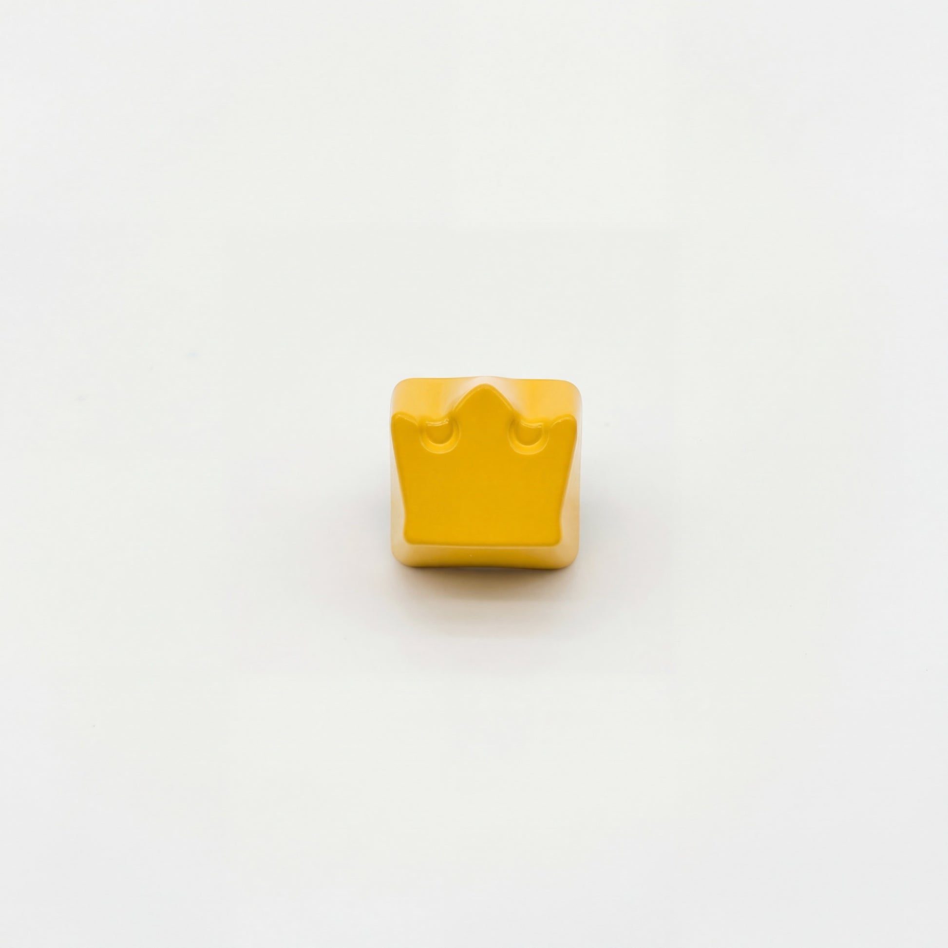 Crown artisan keycap yellow zinc alloy spray painted lacquer three quarter angle