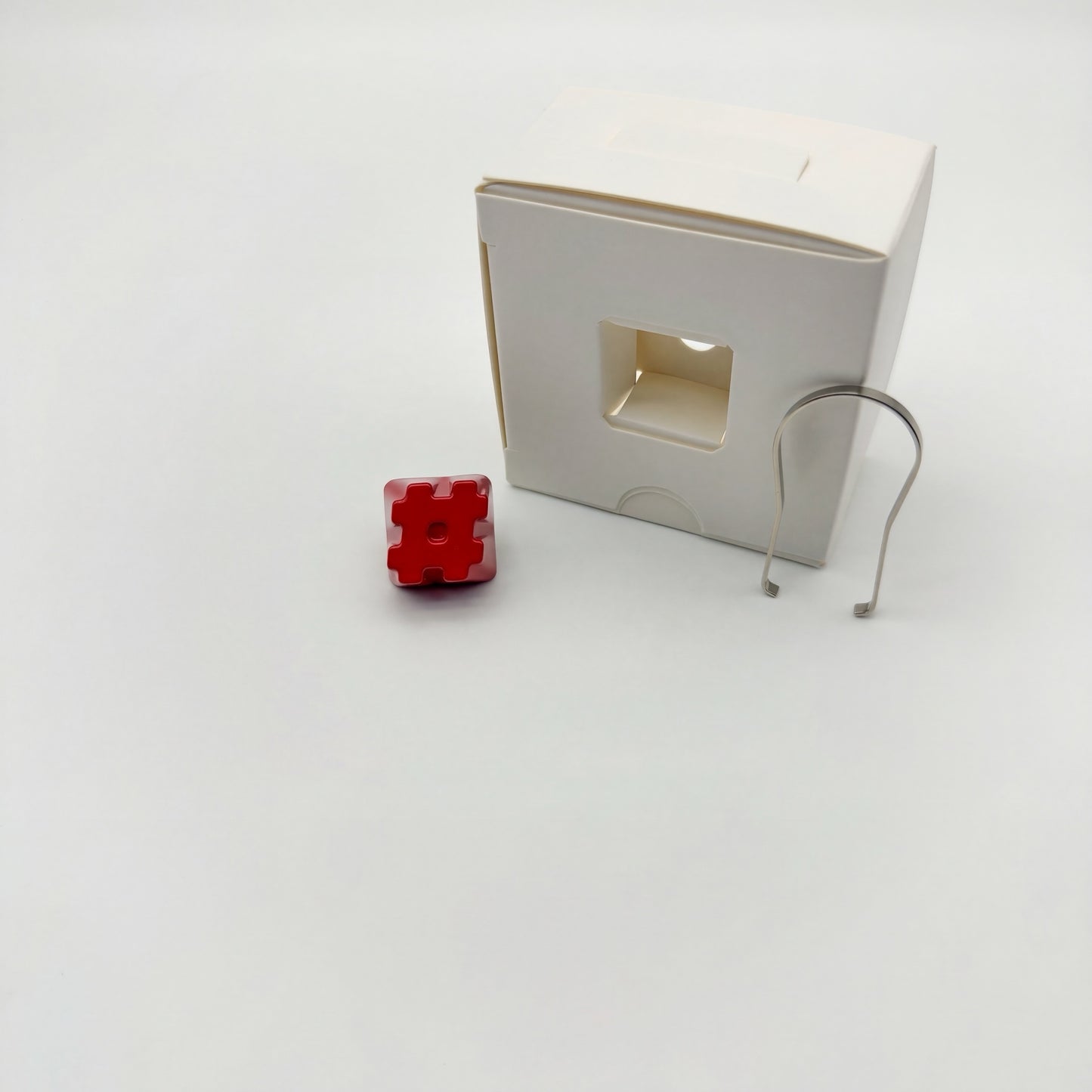 Hash artisan keycap red gift set with windowed box and wire keycap puller