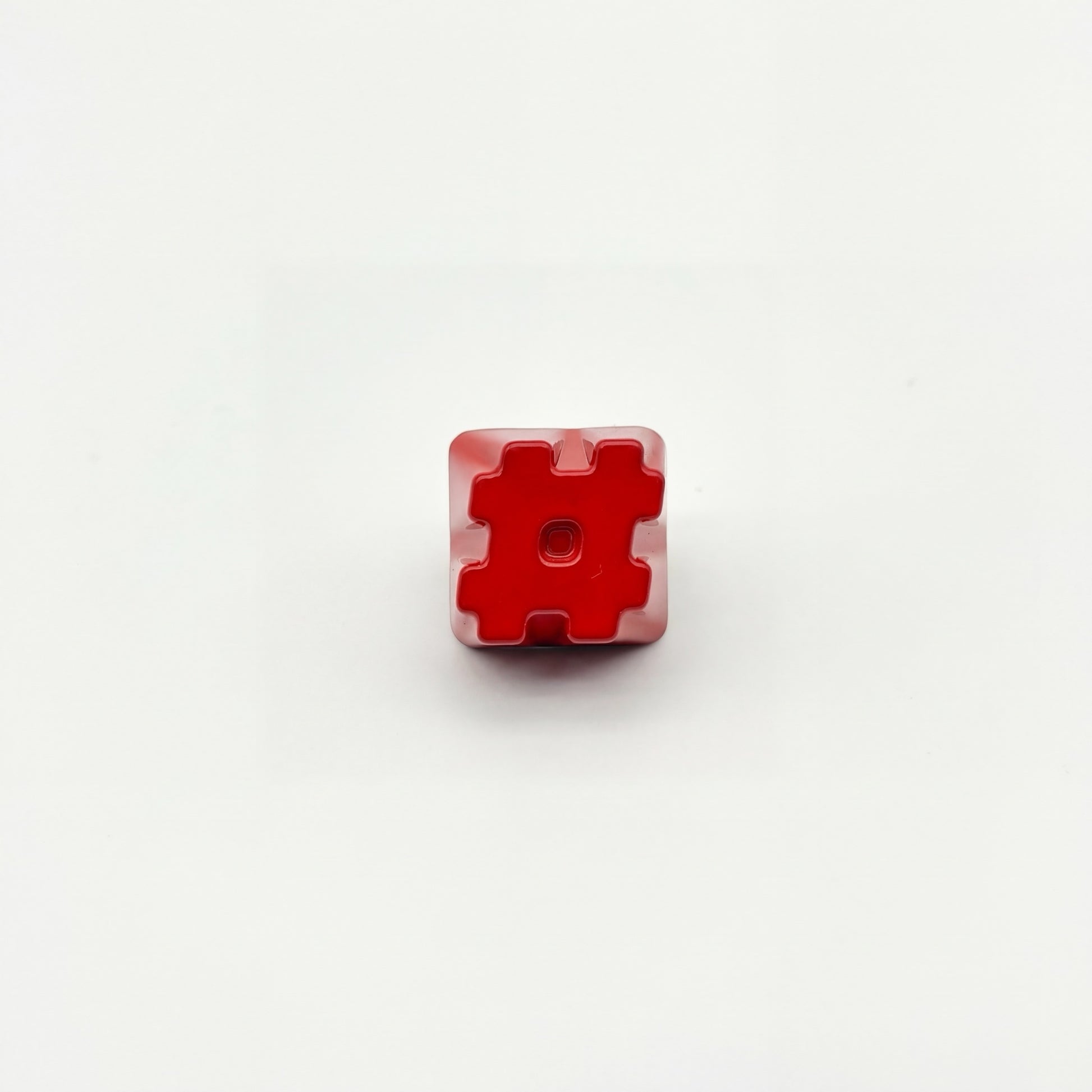 Hashtag artisan keycap red zinc alloy high gloss lacquer three quarter angle view