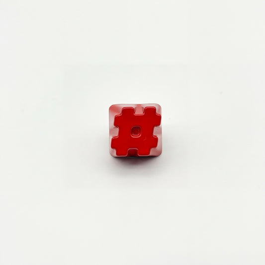 Hashtag artisan keycap red zinc alloy high gloss lacquer three quarter angle view