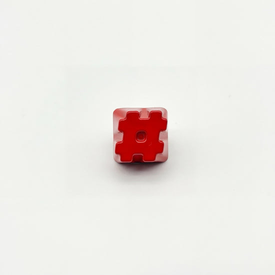 Hashtag artisan keycap red zinc alloy high gloss lacquer three quarter angle view