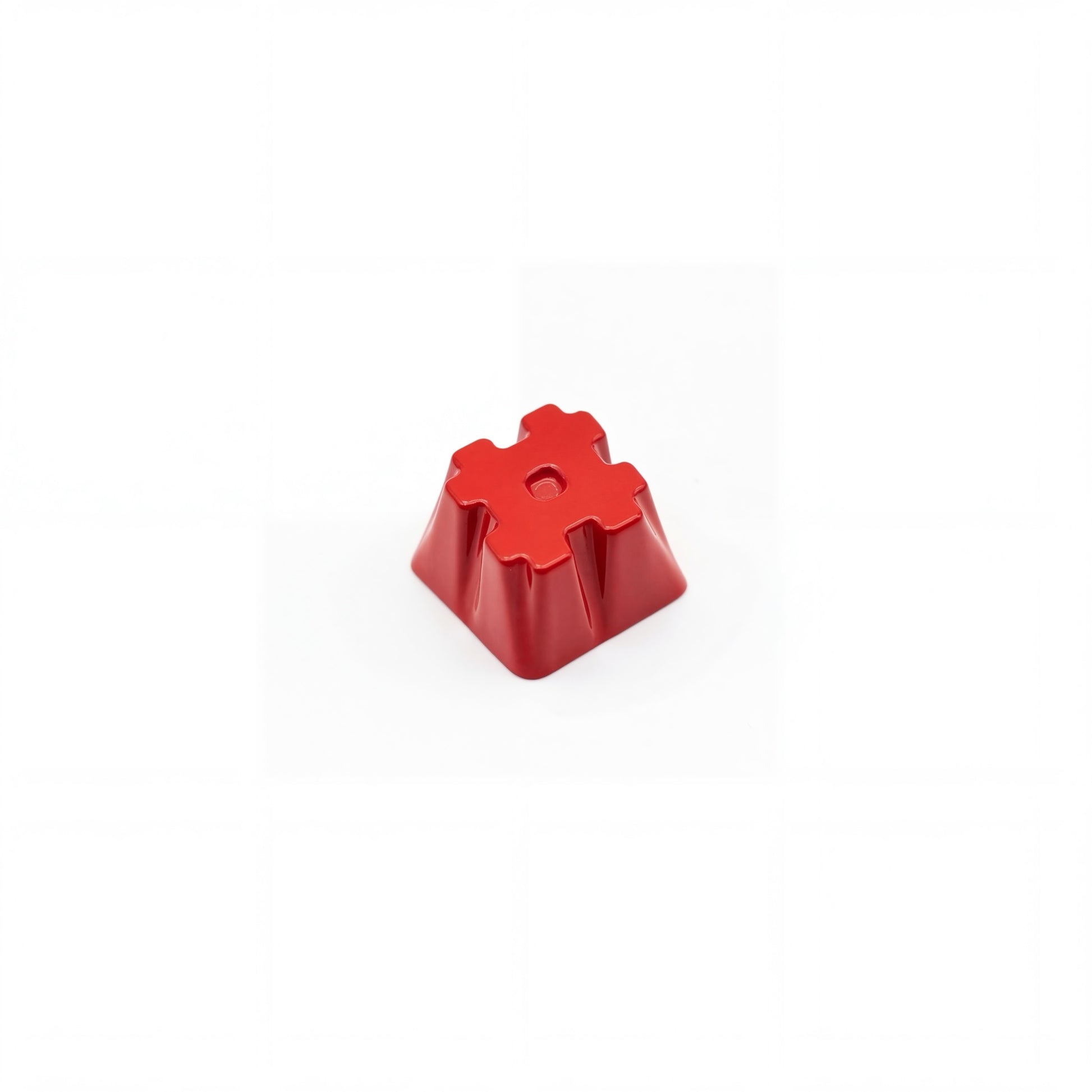 Hashtag novelty keycap red side view showing 3D hash symbol relief zinc alloy high gloss