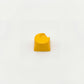 Sculpted moon custom keycap golden yellow vibrant high gloss finish front view on white background