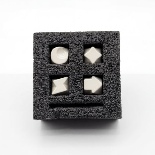 Cream white keycap set 4-pack die-cast zinc alloy moon star lightning arrow minimalist in foam case
